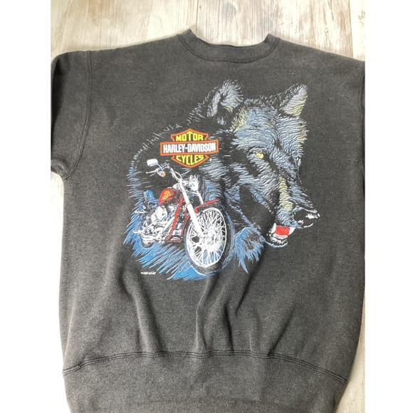 Vintage Harley Davidson Cycles Wolf Graphic Crewneck Sweatshirt Pullover - Picture 1 of 8